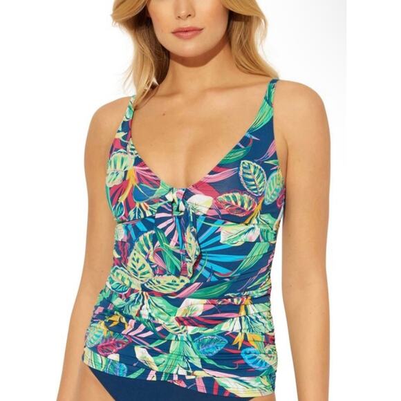 Bleu Rod It’s A Jungle Out There Tie Front Tankini Top 8 NWT - Picture 1 of 2
